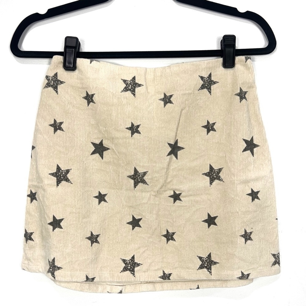 ALTER’D STATE star cream corduroy mini skirt